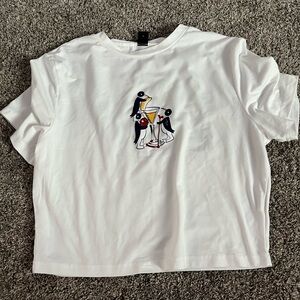 White T-Shirt with Penguin Design